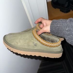 UGG Olive Green Slippers with Tan Sole